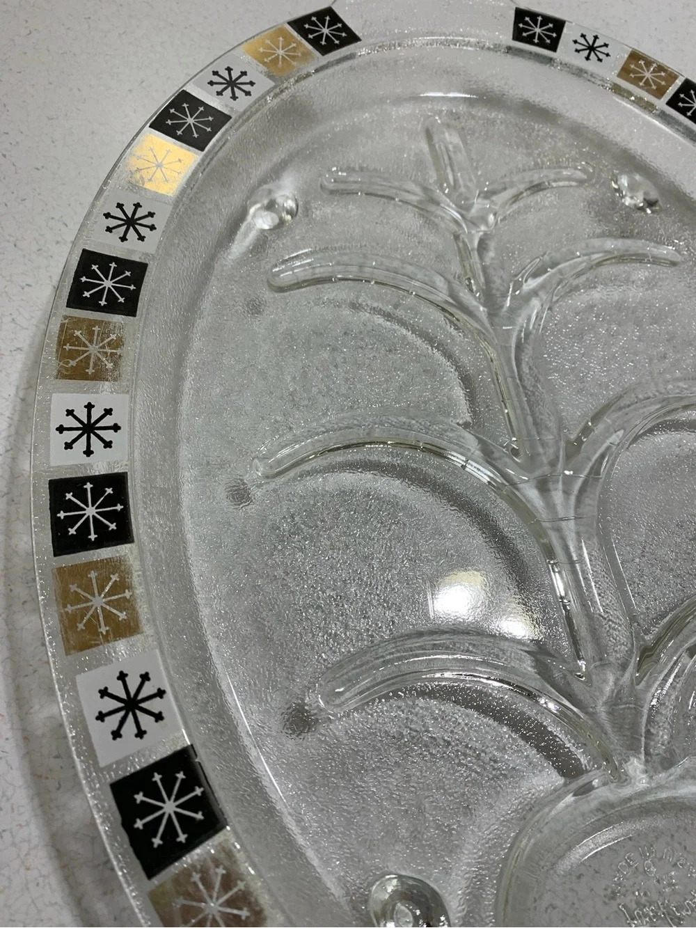 Vintage MCM Fire King Meat Steak Drain Platter Glass Oven Ware Made In USA